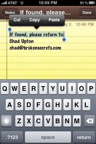 iPhone Paragraph Selection